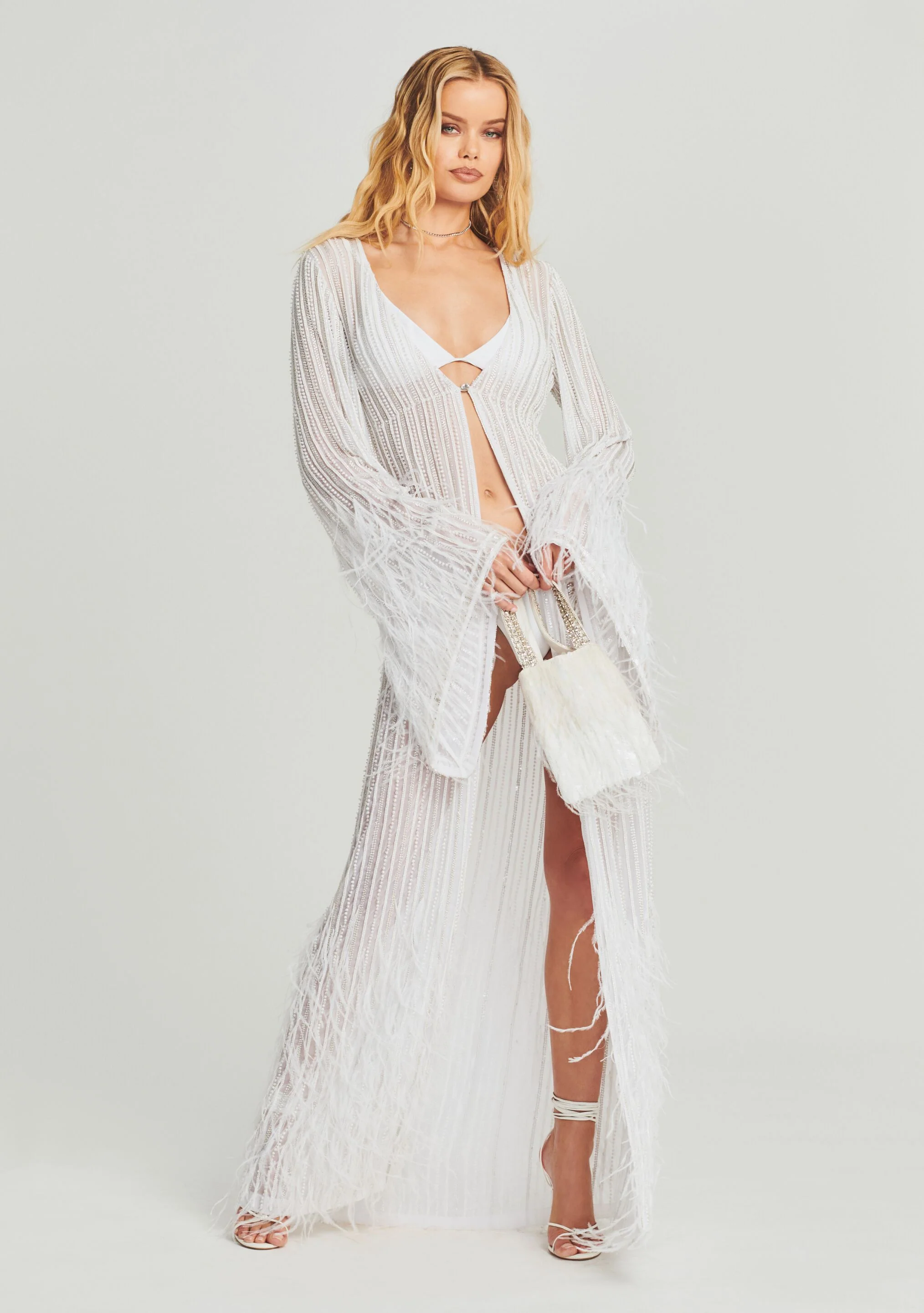 Nasreen Sequin Feather Kimono - Image 7